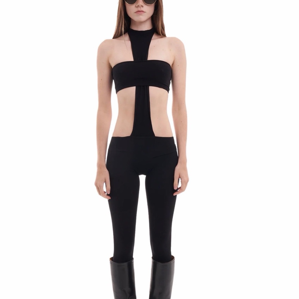 Black Cutout Halter Jumpsuit